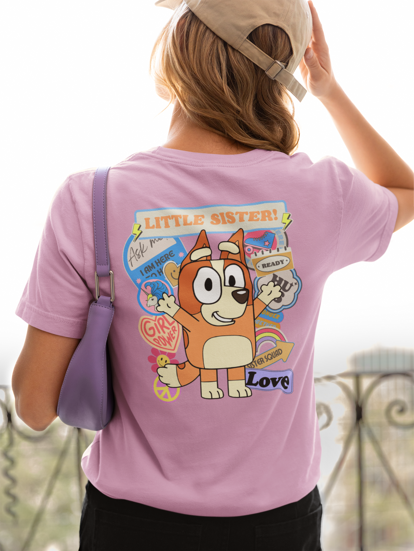 Bingo Little Sister T-Shirt - Funny Birthday Gift for Sisters | Adult Short Sleeve Tee Inspired by Bluey
