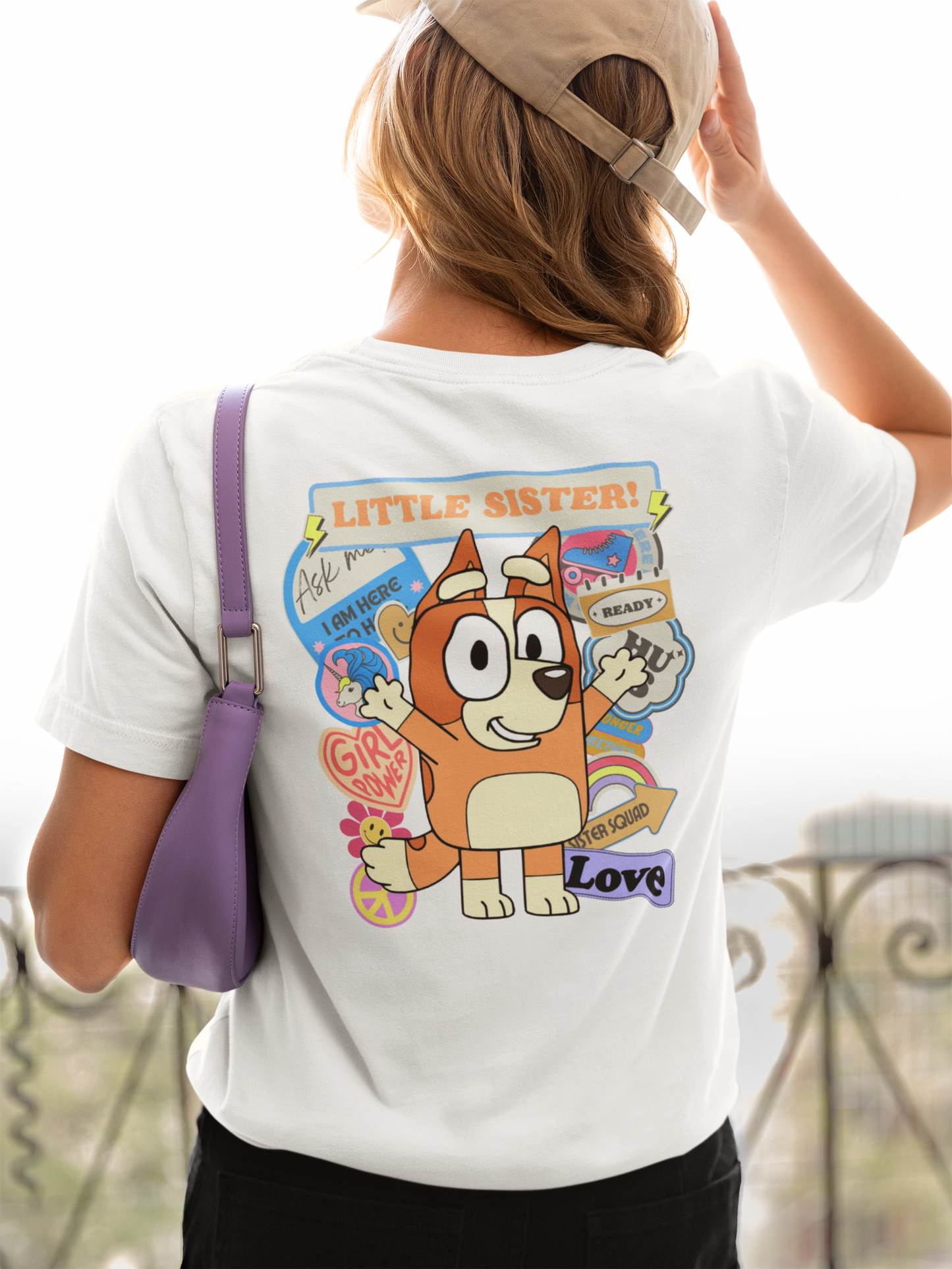 Bingo Little Sister T-Shirt - Funny Birthday Gift for Sisters | Adult Short Sleeve Tee Inspired by Bluey