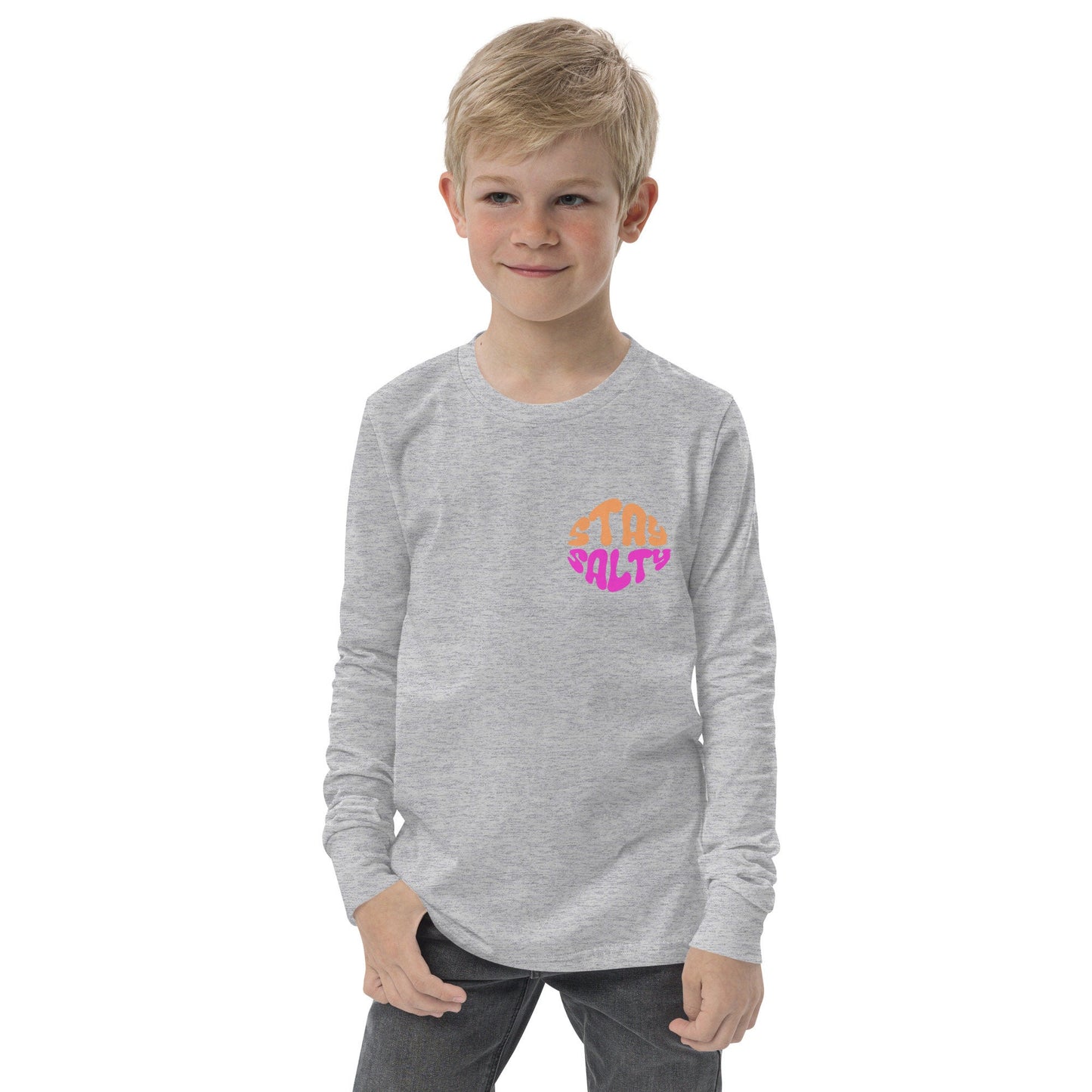 Youth Stay Salty Long Sleeve T-shirt, Beach, Summer, Retro Shirt, Locals Only, Vintage, Salty Vibes, Vacation, 80s, Throwback, Long sleeve