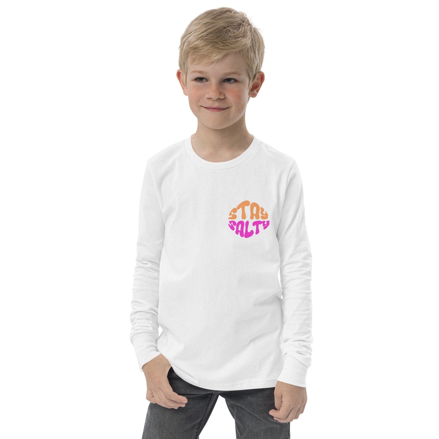 Youth Stay Salty Long Sleeve T-shirt, Beach, Summer, Retro Shirt, Locals Only, Vintage, Salty Vibes, Vacation, 80s, Throwback, Long sleeve