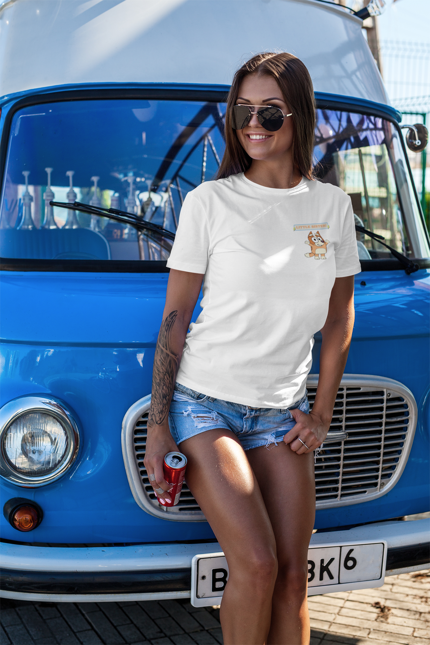 Bingo Little Sister T-Shirt - Funny Birthday Gift for Sisters | Adult Short Sleeve Tee Inspired by Bluey