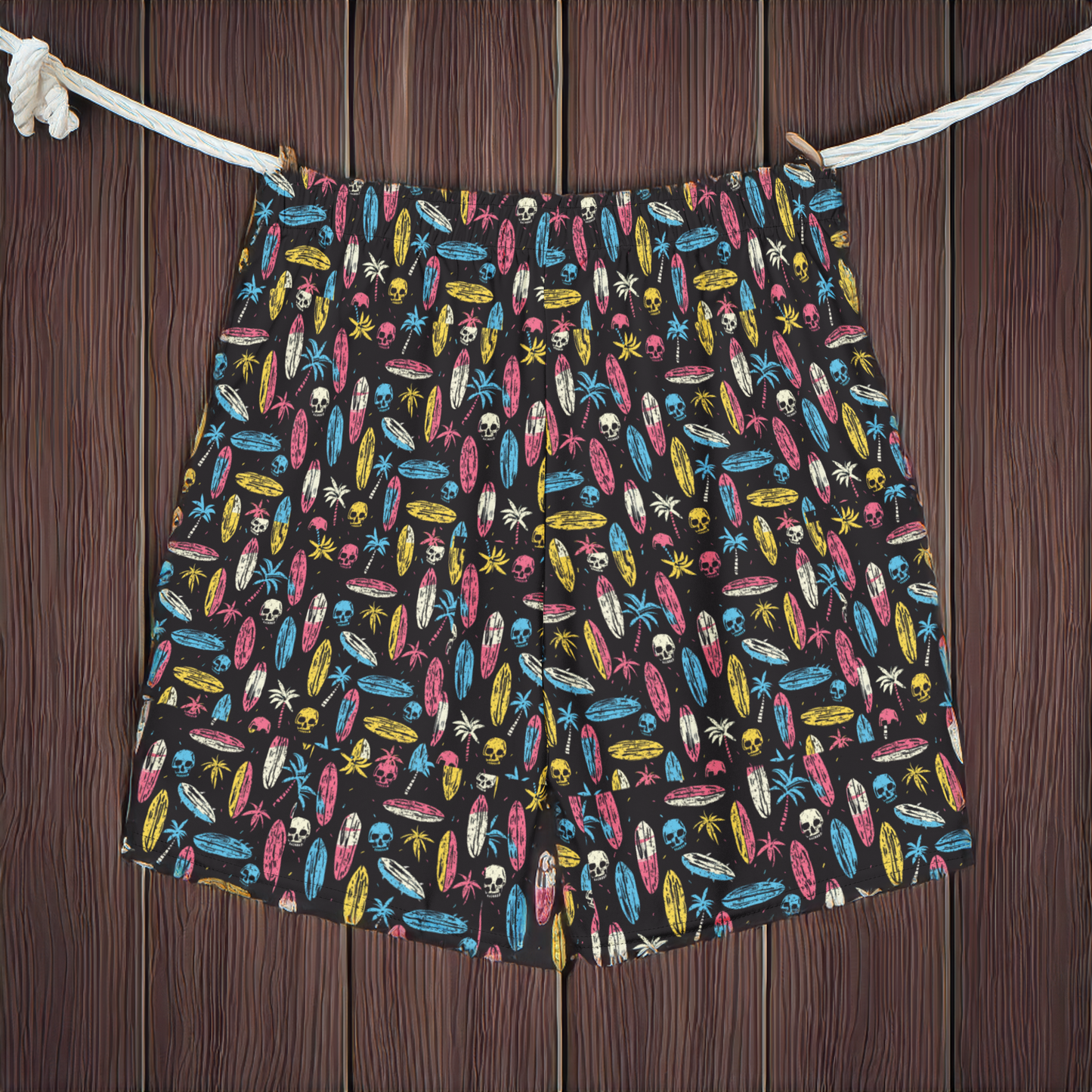 Skeleton Surf All Over Print Swim Trunks