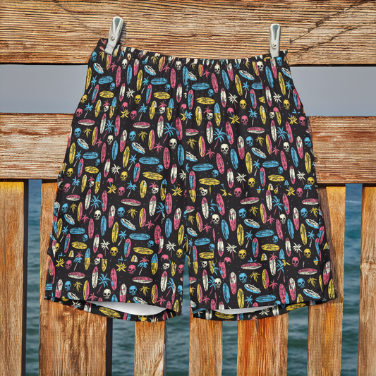 Skeleton Surf All Over Print Swim Trunks