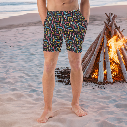 Skeleton Surf All Over Print Swim Trunks