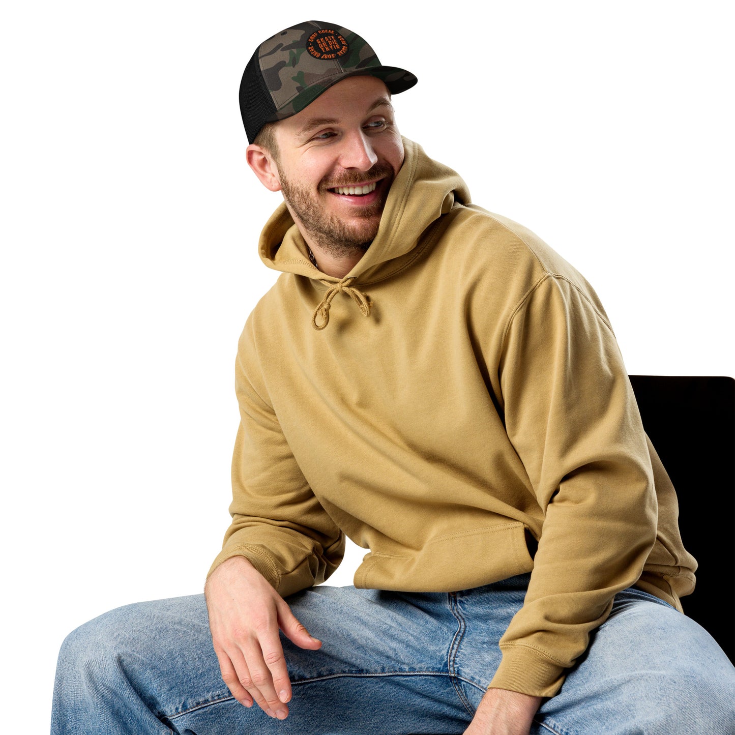 Skate or Die Camo Trucker Hat