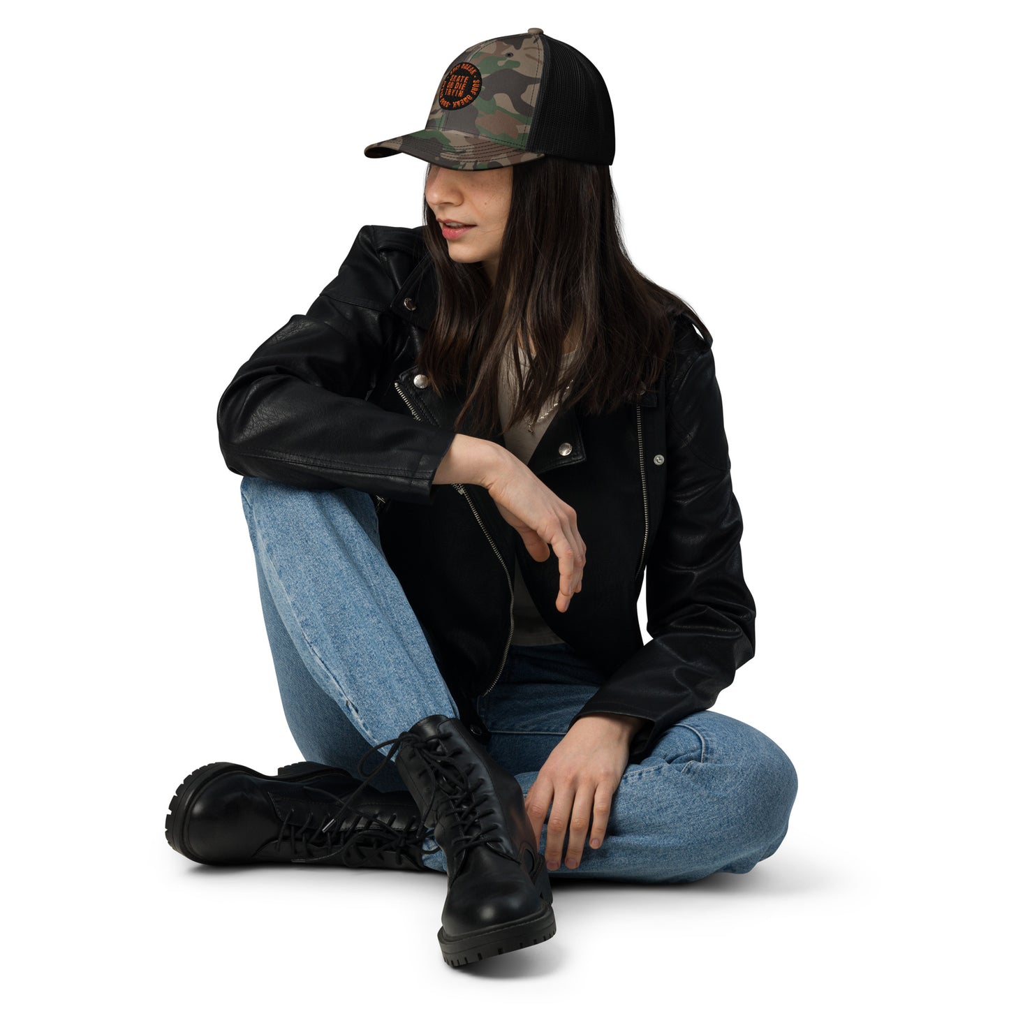 Skate or Die Camo Trucker Hat