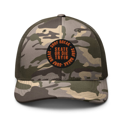 Skate or Die Camo Trucker Hat