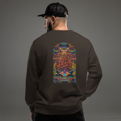 Surfer Psychedelic Sweatshirt, Surf screen-print, Comfy sweatshirt, Organic Cotton, Recycled sweatshirt, Boho, Retro