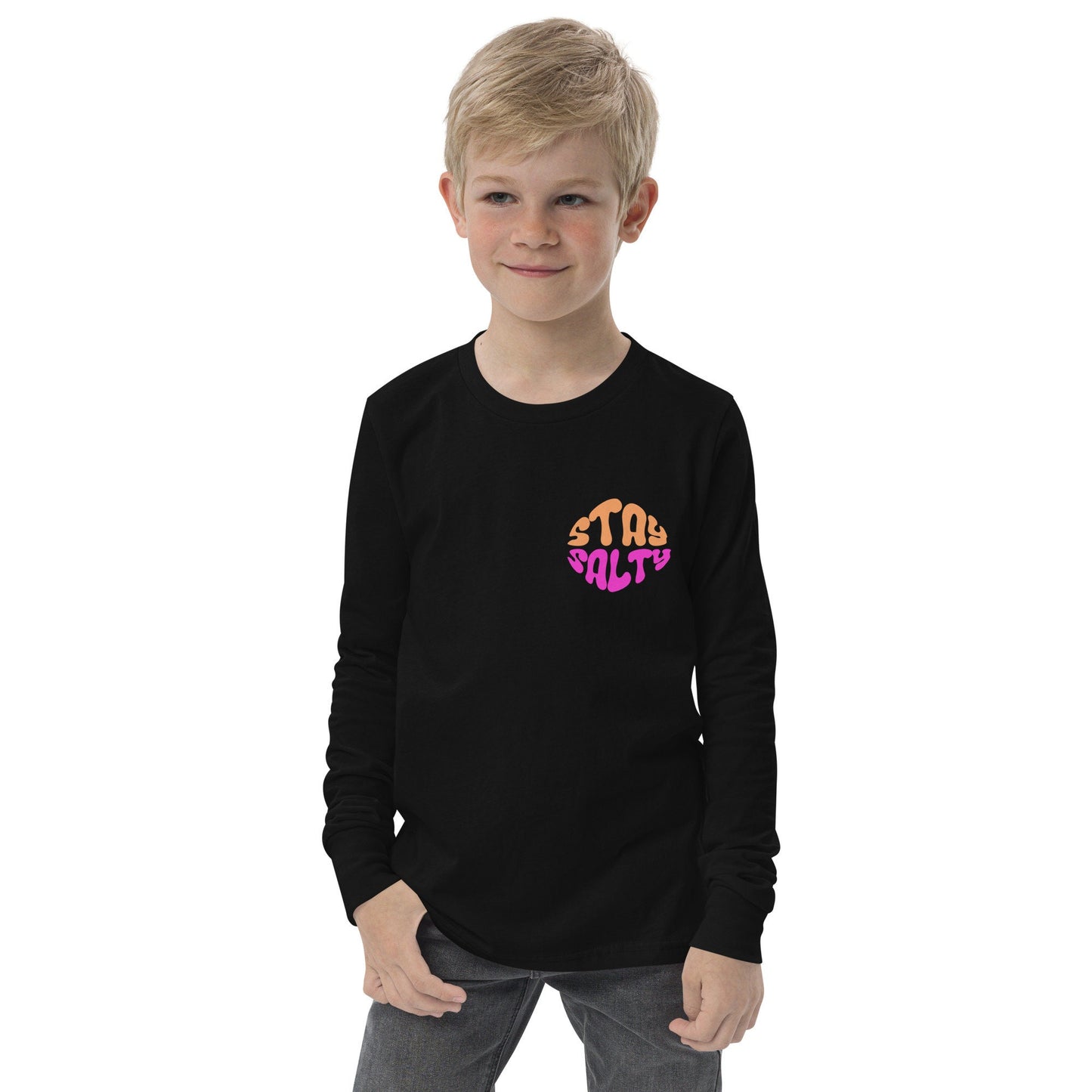 Youth Stay Salty Long Sleeve T-shirt, Beach, Summer, Retro Shirt, Locals Only, Vintage, Salty Vibes, Vacation, 80s, Throwback, Long sleeve