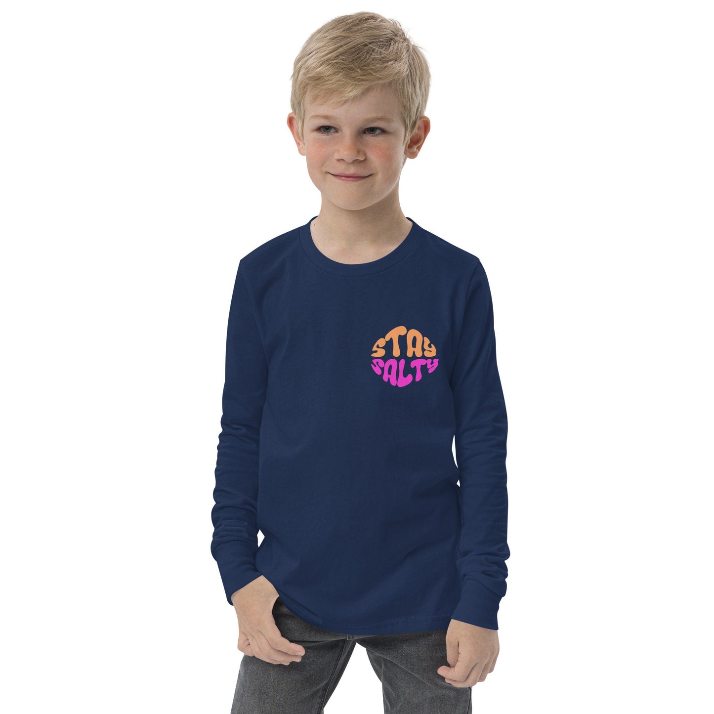 Youth Stay Salty Long Sleeve T-shirt, Beach, Summer, Retro Shirt, Locals Only, Vintage, Salty Vibes, Vacation, 80s, Throwback, Long sleeve